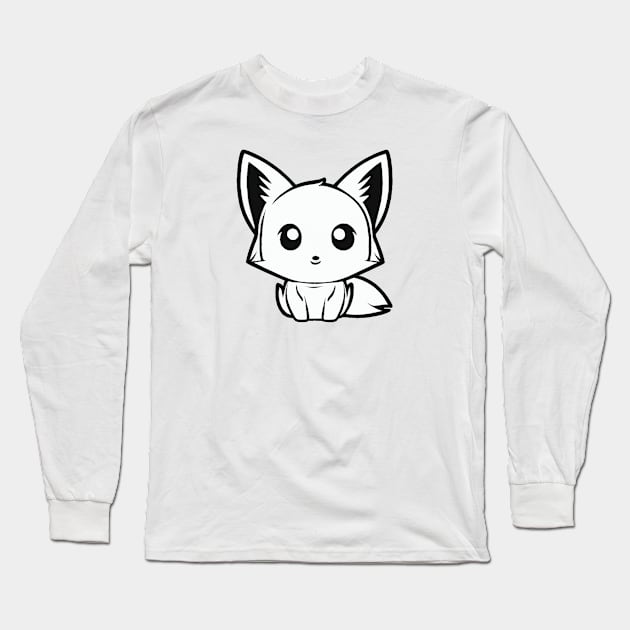 Monochrome cutie fox Long Sleeve T-Shirt by stkUA